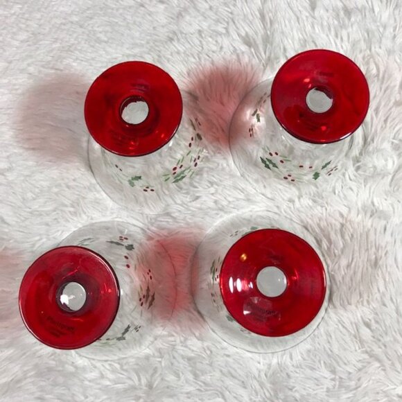 Pfaltzgraff Set of 4 Winterberry Glass Pedestal Dessert Bowls - Picture 8 of 11